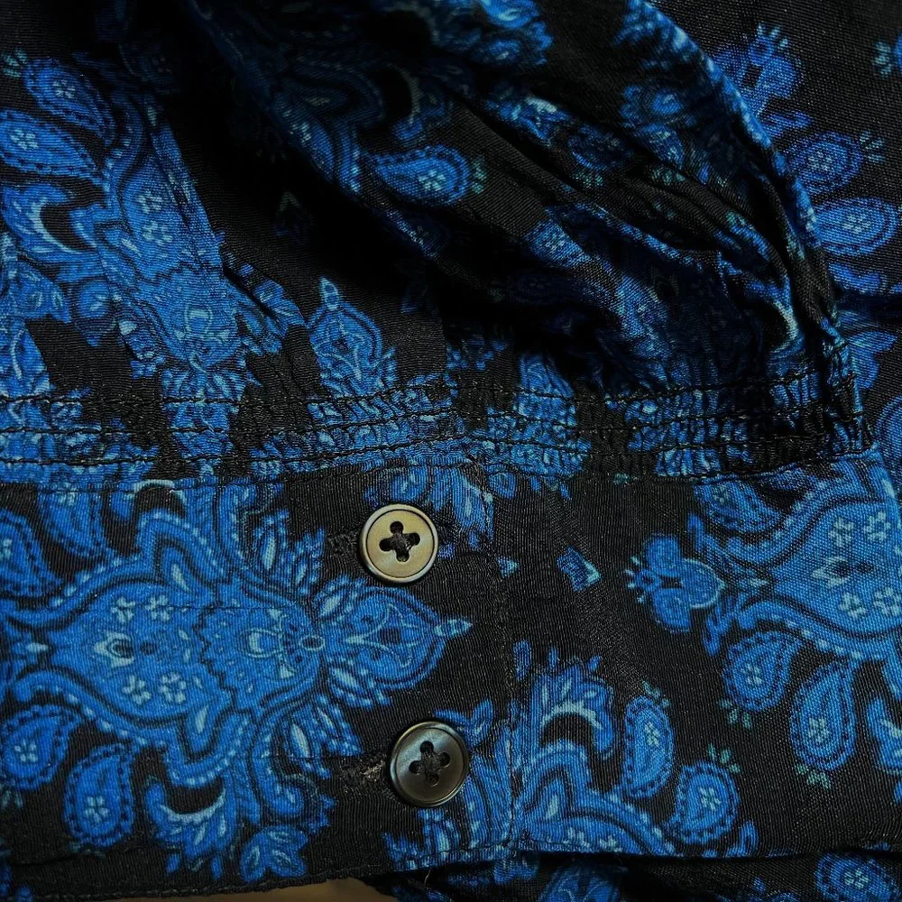 Plus Size 3X Blouse Blue and Black print - Picture 4 of 4